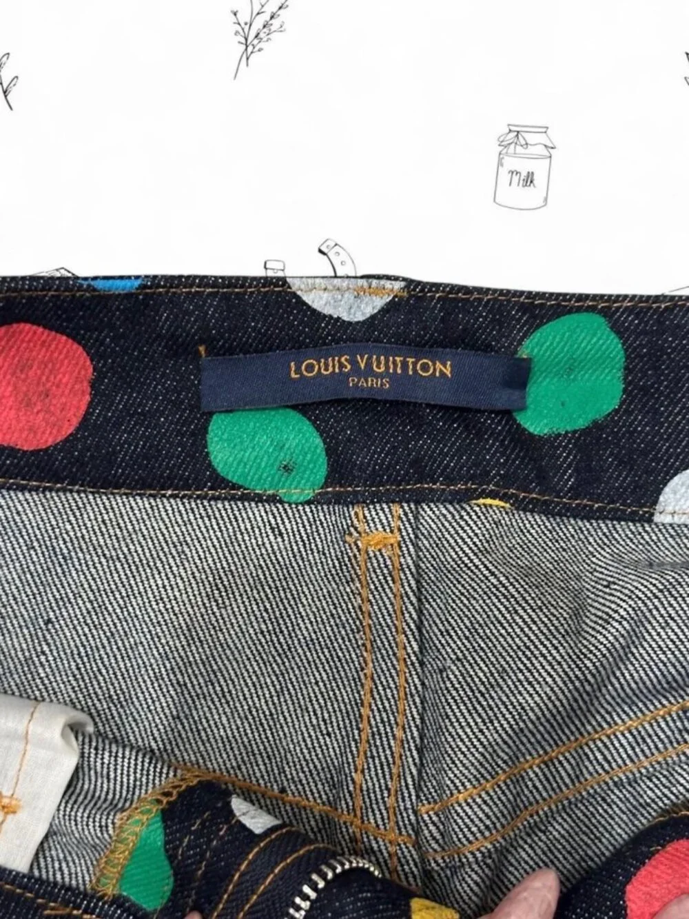 LV x Yayoi Kusama Multicolor Polka Dot Denim Shorts